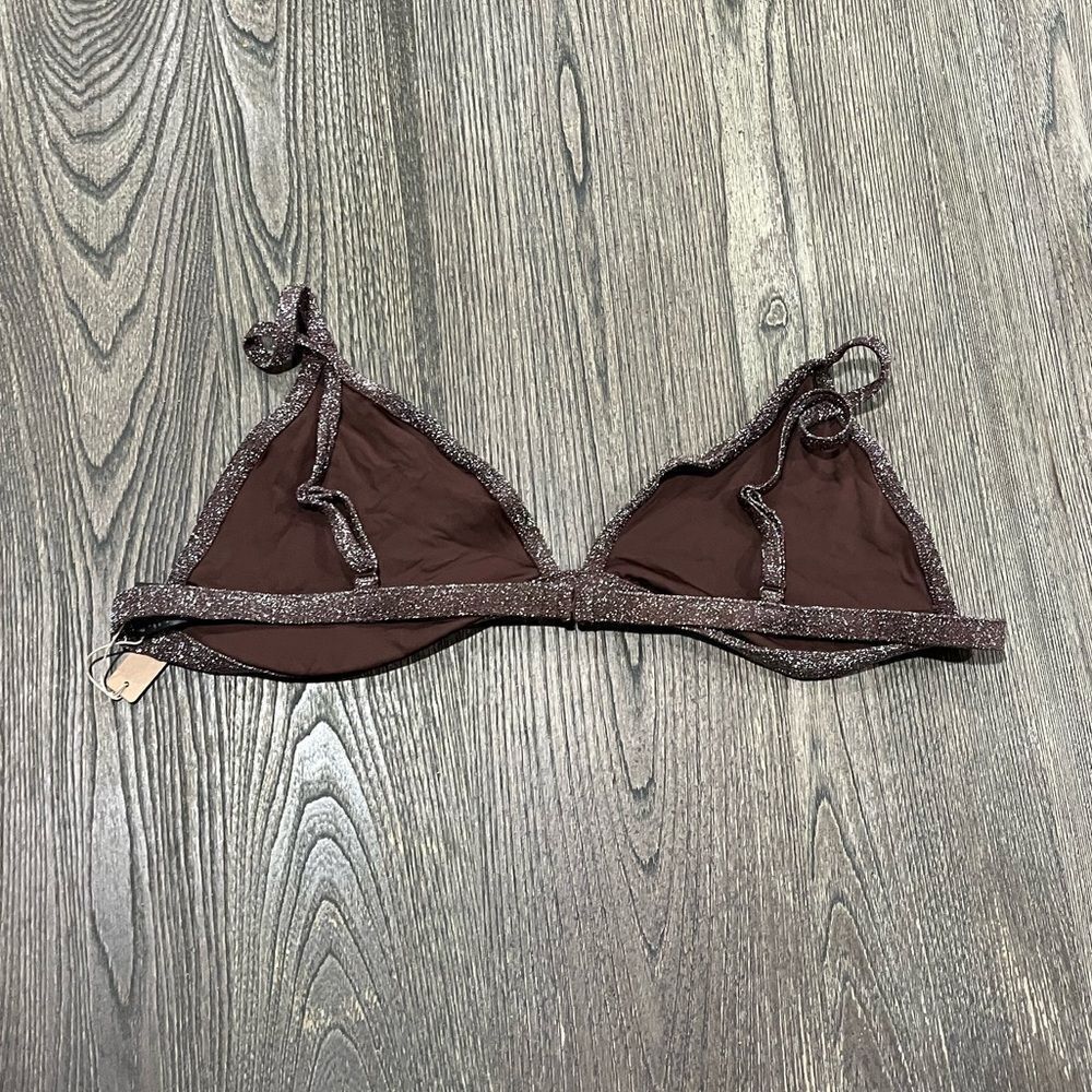 NWT Skims Gliter Swim Triangle Bikini Top Adjustable Straps Lined Cocoa Size 4X - Picture 4 of 5